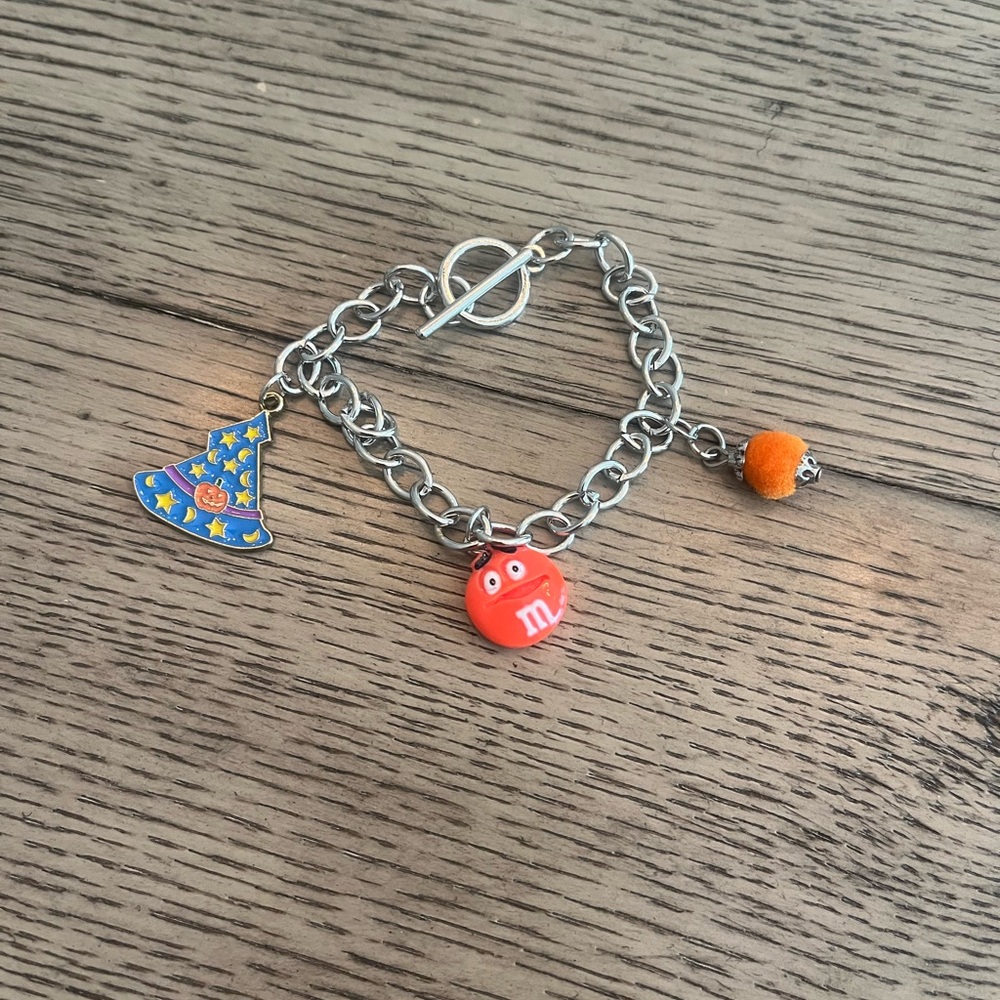 Charm Bracelet with Orange and Blue Accents